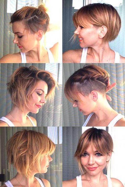 Undercut Bob Haircut, Bob Ideas, Undercut Hairstyles Women, Undercut Bob, Pixie Haircut For Thick Hair, Short Hair Undercut, Undercut Pixie Haircut, Undercut Pixie, Penteado Cabelo Curto