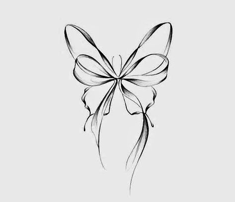 Under Collar Bone Tattoos Butterfly, Ribbon Back Tattoo, Cute Bow Tattoos Girly, Bow Ankle Tattoo, Butterfly Bow Tattoo, Back Of Neck Butterfly Tattoo, Aesthetic Tattoos Butterfly, Bow Back Tattoo, Ribbon Tattoo Stencil