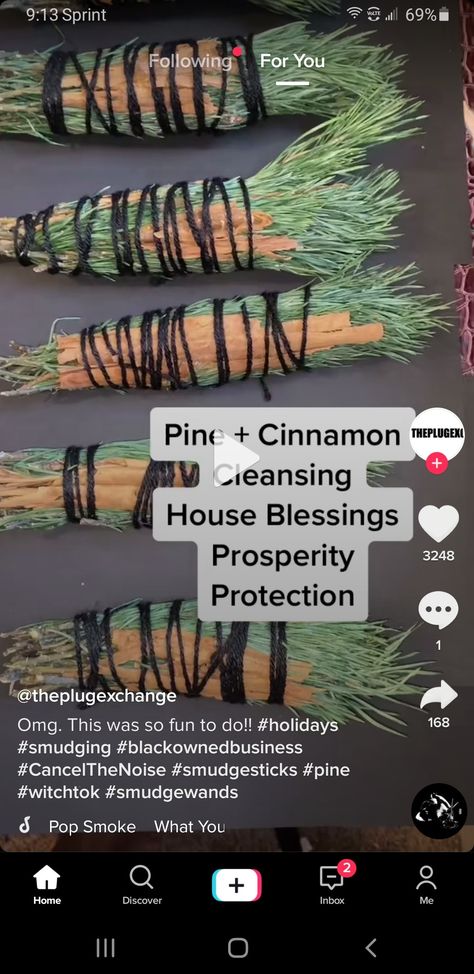 Diy Pine Smudge Stick, Cinnamon Smudge Sticks, Burning Cinnamon Sticks Magic, Pine Needles Witchcraft, Pine Smudge Sticks, Pine Smudge, Smudge Sticks Diy, Herb Magic, Magickal Herbs