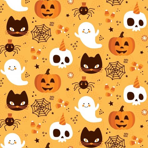 Halloween Wallpaper Backgrounds, Cute Ghosts, Halloween Background, Halloween Pattern, Halloween Illustration, Holiday Wallpaper, Cat Art Print, Halloween Backgrounds, Halloween Pictures