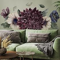 Big Flower Wallpaper Wall Murals, Large Flower Wall Art, Floral Wall Stickers, Colored Walls, Girls Wall Stickers, Wall Art Decals, Floral Wall Decals, Nursery Office, Flower Wall Decals