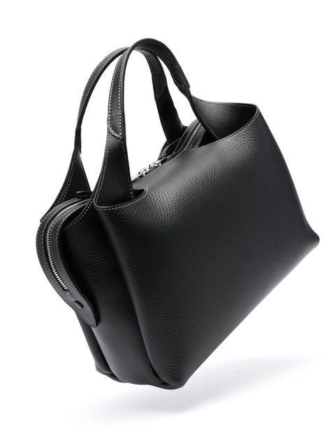 Black medium Boston leather tote bag, grained texture, debossed logo to the front, top zip fastening, two flat top handles, detachable shoulder strap, main compartment, width 26 cm, depth 14 cm, handle 13 cm, height 20 cm, strap 60 cmComposition: Calf Leather, 100% Tods Bag, Black Leather Tote Bag, Timeless Wardrobe Staples, Boston Bag, High Jewelry, Black Media, Leather Tote Bag, Manolo Blahnik, Luxury Shoes