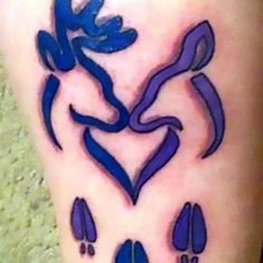 Beautiful Deer Track Tattoo Idea Couples Deer Tattoos, Deer Track Tattoo, Deer Tattoo Meaning, Track Tattoo, Simple Couples Tattoos, Deer Skull Tattoos, Deer Tattoo Designs, Deer Couple