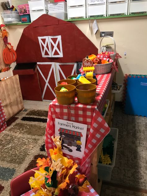 Farmers Market Dramatic Play Free Printables, Classroom Farmers Market Dramatic Play, Farm Themed Dramatic Play Area, Farm To Table Dramatic Play, Farmers Market Dramatic Play, Market Dramatic Play, Play Farm, Dramatic Play Themes, Farm Theme Preschool