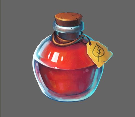 Health Potion Art, Dnd Health Potion, Health Potion, Bottle Drawing, D D Items, Magic Bottles, Apple Health, Fantasy Props, Game Interface