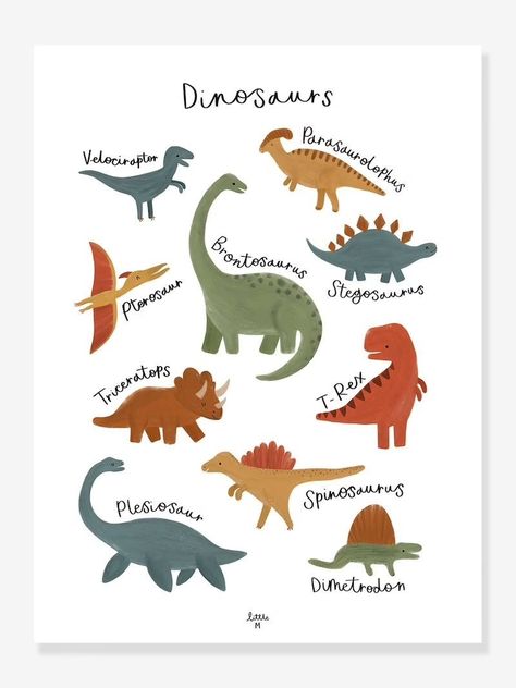 Dinosaur Posters, Eco Label, Dinosaur Illustration, Earthy Color Palette, Kids Clipart, Dinosaur Birthday, Small Art, Earthy Colors, Kids Prints