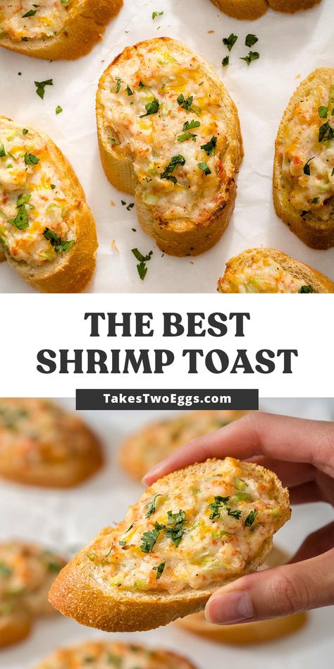 Crab Toast Recipe, Vietnamese Shrimp Toast, Baked Shrimp Toast, Shrimp Toast Recipe, Small Shrimp Recipes, Vietnamese Shrimp, Shrimp Appetizer Recipes, Shrimp Toast, Breaded Shrimp