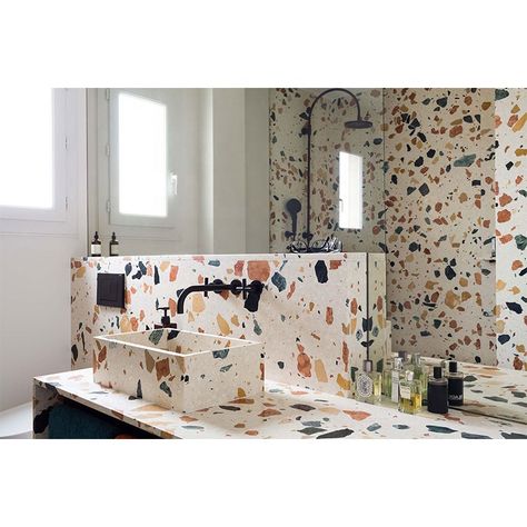 Terrazzo Vanity, Washroom Vanity, Barn Wood Bathroom, Terrazzo Wall, Terrazzo Bathroom, Rustic Toilets, Quartz Tiles, Rustic Vanity, Rustic Bathroom Vanities