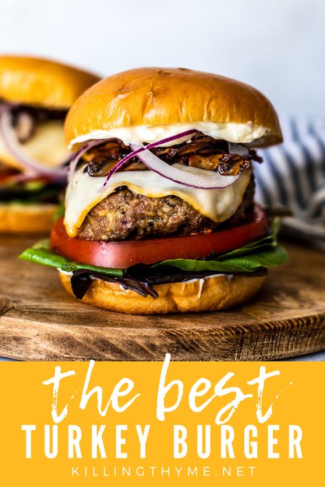 These patties are juicy, tender and perfectly seasoned. Top them with any of your favorite toppings! #groundturkey #turkey #burgers #hearthealth #grilling Seasoned Turkey Burgers, Grilled Turkey Burger Recipes, Turkey Burgers Recipes, Oven Turkey Burgers, Best Turkey Burger Recipe, Fall Turkey Burgers, Best Turkey Burger, Teriyaki Turkey Burgers With Pineapple, Turkey Burger Recipes Healthy