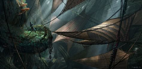 Concept art by Dylan Cole from James Cameron's  "Avatar" (2009). Avatar Pandora Concept Art, Avatar Navi Concept Art, Omaticaya Home, Avatar Navi Aesthetic, Navi Avatar Concept Art, Avatar Home Tree, Avatar Tree, Avatar Visuals, Dylan Cole