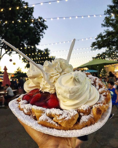 celine | bay area foodie on Instagram: “Did you really go to the fair if you didn’t get funnel cake?🎡 . . . 📍Alameda County Fair • Strawberry Supreme Funnel Cake🍓🍦” Alameda County Fair, Fair Pictures, Devils Food Cake, Foodie Instagram, Devils Food, Diy Pictures, Cake Bars, Funnel Cake, Fair Food Recipes