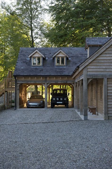 Border Oak Gallery | Border Oak Attached Carport, Border Oak, Oak Frame House, Garage Bedroom, Carport Designs, Barn Style House, Hus Inspiration, Garage House, Garage Design