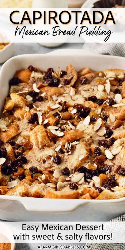 Mexican Bread Pudding Recipe, Capirotada Recipe, Mexican Bread Pudding, Vanilla Desserts, Cheese All, Mexican Bread, Decadent Chocolate Desserts, Bread Pudding Recipe, Mexican Dessert