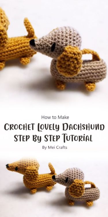 Crochet Dachshund, Crochet Lovely, Dachshund Pattern, Crochet Dog Patterns, Easy Crochet Animals, Crochet Animals Free Patterns, Crochet Design Pattern, Quick Crochet, Fun Crochet Projects