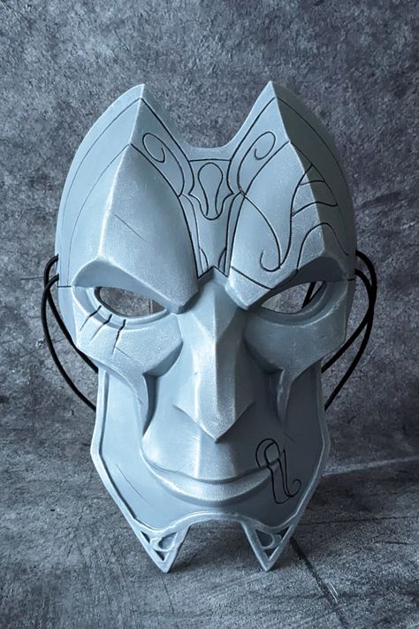 The Jhin mask from League of Legends.

Just painting it gray seemed too boring to us. Therefore, we tried to make the color of the mask a little bluish-gray. And bleached all the edges for the effect of scuffing.
And despite the narrow cheekbones - it sits very comfortably on the face.

#leagueoflegends #jhin #jhinmask #jhinlol #riotgames #lolgame Jhin Mask, Arcane Oc, Bluish Gray, Riot Games, The Mask, League Of Legends, The Face, Bleach, Mask