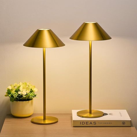 Lalavon Gold Lamp Set of 2, Cordless Table Lamps Rechargeable, 3 Color Stepless Dimming Touch Lamp, Portable Battery Powered Lamp for Home/Bedroom - Amazon.com Battery Powered Lamp, Battery Lamp, Touch Table Lamps, Cordless Table Lamps, Tall Lamps, Gold Lamp, Gold Table Lamp, Lamp Set, Touch Lamp