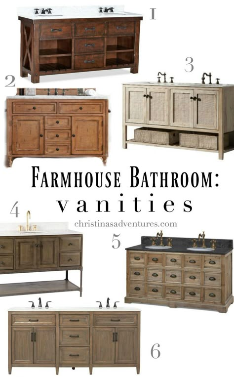 Farmhouse Vanities For Bathroom, Furniture Bath Vanity, Cottage Bathroom Vanity Ideas, Country Bathroom Ideas Farmhouse, Farmhouse Bathroom Vanities, Rustic Farmhouse Bathroom, Farmhouse Bathroom Design, Farmhouse Bathroom Vanity, Rustic Bathroom Vanities