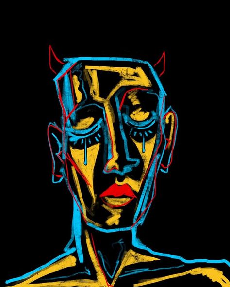 Expressionism Art Easy, Basquiat Inspired Art, Crazy Artwork, Emotion Design, Gesture Painting, Faces Line Art, Canvas Walls, Basquiat Art, Afrique Art