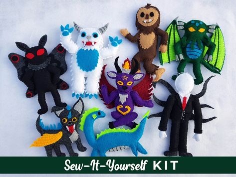 Felt Garland Diy, Supernatural Creatures, Felt Monster, Tulle Ribbon, Abominable Snowman, Garland Diy, Singing Monsters, Loch Ness Monster, Felt Pattern