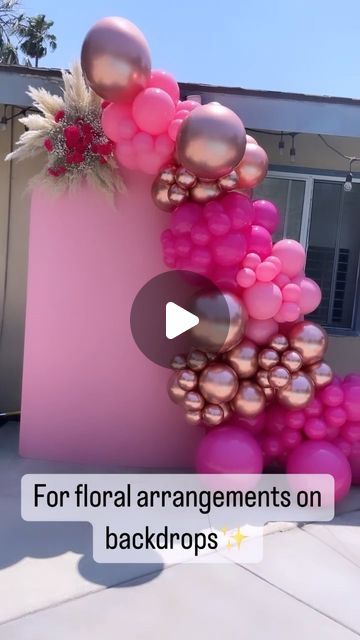 Happy Hour Party Rentals LLC on Instagram: "I loved this all pink set up 💕 Tip on how I attach floral arrangements to my backdrops. 💐✨ #backdroprentals #balloongarlands #balloonartist #laballoonartist #losangeles #floracage #floralarrangements #partyrentals #partyplanner #eventplanner" Pink Balloon Backdrop, Happy Hour Party, All Pink, Balloon Backdrop, Pink Set, Pink Balloons, Party Rentals, Party Planner, Happy Hour