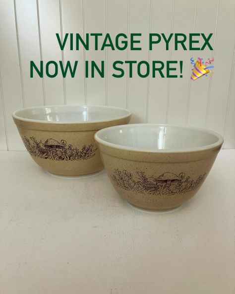 Amazing set of two vintage Pyrex mixing bowls. Forest Fancies no 401 and 402. #vintagepyrex #pyrexvintage #forestfancies #mushroompyrex #pyrexmushroom #mushroomcinderellabowl #rarepyrex #rarepyrexforsale #etsyseller #etsysellsvintage #vintageonetsy #thriftfinds #loppisfynd #yardsalefind https://ambrickavintage.etsy.com/listing/1799913393 $38, free shipping in the US. Rare Pyrex, Yard Sale Finds, Pyrex Mixing Bowls, Thrift Finds, Mixing Bowls, Vintage Pyrex, Pyrex Vintage, Pyrex, Stuffed Mushrooms