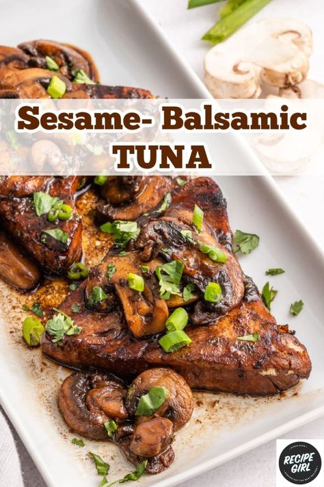 Grilled Tuna Steaks Recipes, Marinated Tuna Steak, Grilled Tuna Steaks, Tuna Steak Recipes, Best Bbq Recipes, Balsamic Marinade, Tuna Recipe, Mushroom Sauce Recipe, Viral Recipes