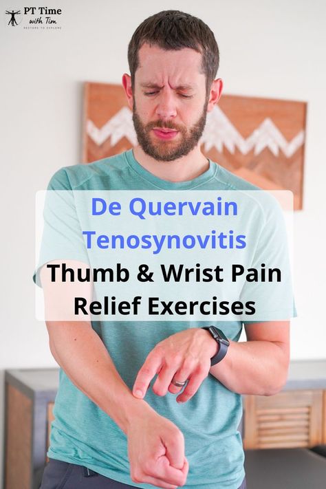 Learn the best physical therapy exercises to treat thumb and wrist pain related to De Quervain Tenosynovitis Arthritic Thumb Exercises, Wrist Tendon Exercises, Stretches For Wrist Pain, Arthritic Wrist Exercises, Dequervains Tenosynovitis Exercises, Diy Thumb Splint, Trigger Thumb Exercises, De Quervain Tenosynovitis, Dequervains Tenosynovitis