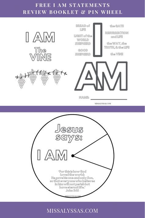 A review booklet and pinwheel for the 7 I AM statements Jesus makes in the gospel John I Am Not Ashamed Of The Gospel Craft, 7 I Am Statements Of Jesus, Essene Gospel Of Peace, Amos 3:3 Bible, I Am Statements Of Jesus, Christian Kids Crafts, Preschool Music Lessons, I’m Not Ashamed Of The Gospel, The Gospel According To St. Matthew