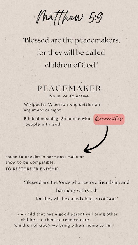 Matthew 5:9 ‘peacemakers’ Matthew 5:9, Kingdom Woman, Spiritual Journals, Matthew 5, Verses Quotes, Bible Verses Quotes Inspirational, Verse Quotes, Bible Verses Quotes, Affirmation Quotes