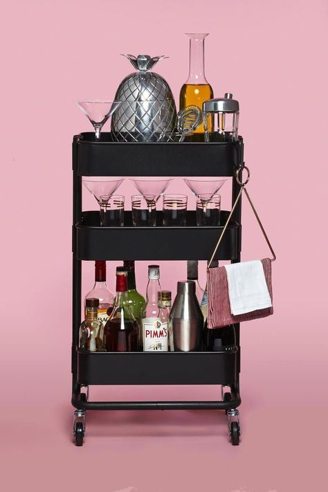 Bar Cart Hack, Raskog Ikea, Ikea Bar Cart, Ikea Raskog Cart, Raskog Cart, Ikea Cart, Ikea Bar, Ikea Raskog, Diy Bar Cart