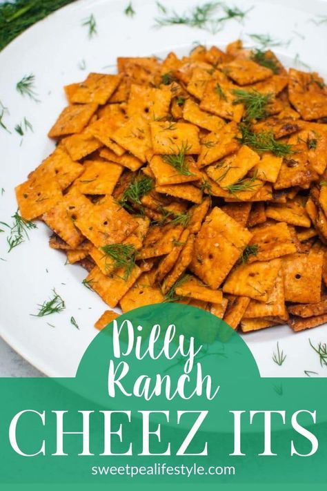 Dilly Ranch Cheez-Its are what snacking dreams are made of. Cool dill and ranch seasoning coat cheese crackers for an addictive snack recipe idea. Dill Pickle Cheez Its, Dill Crackers Recipe, Ranch Cheez Its, Cheez Its Recipe, Cheez It Recipe, Dill Ranch, Ranch Chex, Cheez Its, Combos Snacks