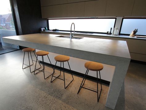 Concrete Benchtop Kitchen, Concrete Benchtop, Polished Concrete Kitchen, Concrete Bench Top, Polished Concrete Floors, White Concrete Countertops, Kitchen Benchtops, Concrete Countertops Kitchen, Diy Concrete Countertops