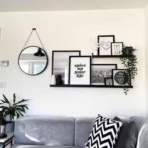 Room Wall Shelf, Spice Wall, Drawing Room Wall, Wall Shelf Ideas, Picture Wall Living Room, Picture Wall Ideas, Black Living Room Decor, Apartment Wall Decor, Girly Apartment Decor