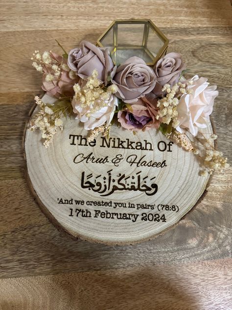 Engagement Ring Plate, Wood Slices Wedding, Nikkah Ceremony, Nikkah Wedding, Wooden Log Slices, Nikah Ceremony, Log Slice, Wood Ring Box, Ring Plate