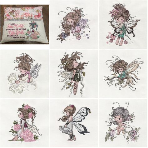 Pixies and Fairies | OregonPatchWorks Fairies Embroidery Designs, Brother Embroidery Design, Embroidery Designs For Sale, Machine Embroidery Designs Projects, Reading Pillows, Free Machine Embroidery Designs Patterns, Wallet Tutorial, Book Pillow, Brother Embroidery