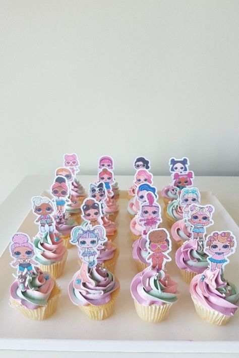 Lol Surprise Dolls Cupcakes, Lol Surprise Cupcakes Ideas, Lol Doll Cupcakes, Lol Doll Cupcake Ideas, Lol Surprise Cupcakes, Lol Cupcake Ideas, Lol Cupcakes, Lol Birthday Theme, Lol Birthday Party Ideas