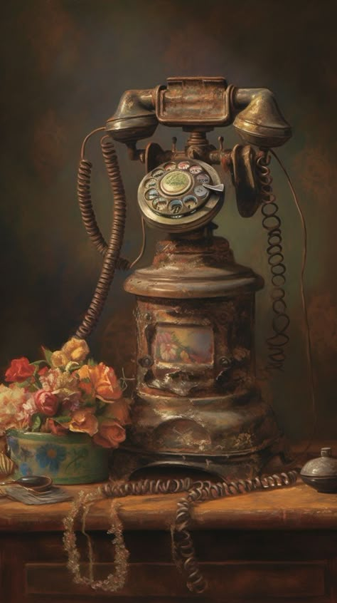 Aesthetic Victorian Wallpaper, Wooden Telephone, Antique Phone, Old Phones, Antique Telephone, Android Wallpaper Dark, Cover Design Inspiration, Art Journal Cover, Object Photography