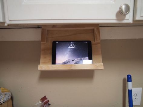 Under Cabinet Tablet Holder, Diy Recipe Holder, Cookbook Holder Diy, Kitchen Ipad Holder, Ipad Holder Diy, Kitchen Tablet Holder, Kitchen Ipad, Tablet Organizer, Ipad Mount