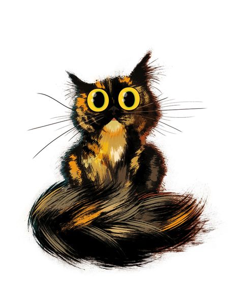 VISUAL PHOOEY! Tortie Cat Wallpaper, Tortoise Cat Drawing, Tortie Cat Drawing, Tortie Cat Art, Tortoise Cats, Tortoise Cat, Illustration Cat, Animal Doodles, Tortoise Shell Cat