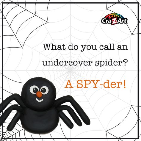 Funny, kid-friendly jokes, good for the whole family! #halloween #spider #spy Fall Jokes Funny, Halloween Jokes For Kids Hilarious, Spider Jokes, Lunchbox Quotes, Fall Jokes, Amy Harvey, Spooky Cards, Halloween Jokes For Kids, Best Kid Jokes