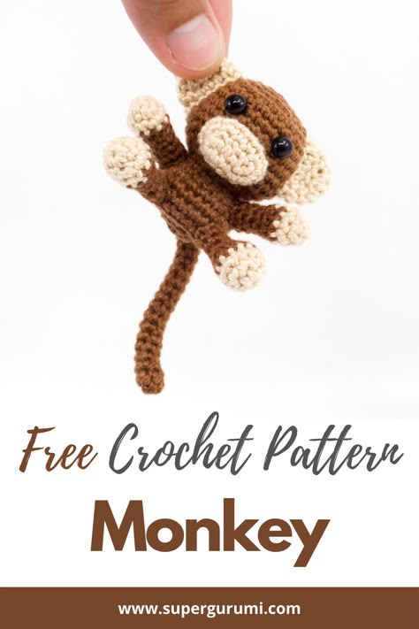 Crocheted Monkey, Monkey Crochet Pattern, Crochet Monkey Pattern, Monkey Crochet, Tiny Monkey, Crochet Monkey, Monkey Pattern, Mini Amigurumi, Micro Crochet