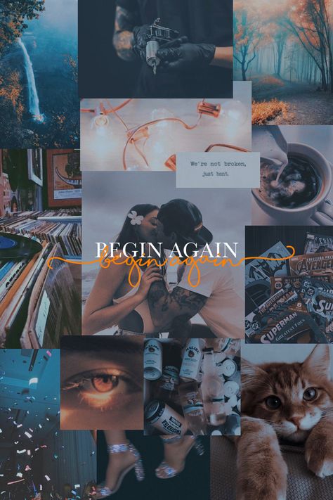 Megan Astethic, Begin Again Mona Kasten Aesthetic, Begin Again Book, Begin Again Mona Kasten, Collage Books, Books Poster, Book Couples, Trusting Again, Collage Book