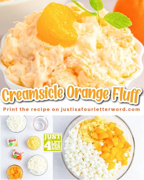 Looking for an easy and delicious dessert that will become an instant favorite? Look no further than this Creamsicle Orange Fluff Recipe! This Orange Fluff recipe is a great choice to have the kids help whip up. A classic creamsicle orange fluff salad recipe combines creamy whipped topping, tangy orange gelatin, and sweet mandarin oranges for the perfect dessert or side for a crowd or a family meal. Get this simple Orange Creamsicle Fluff recipe over on the blog, recipe variations, and more. Orange Creamsicle Fluff, Creamsicle Fluff, Orange Fluff Salad, Orange Recipes Dessert, Dessert Salad Recipes, Fluff Salad Recipes, Orange Fluff, Cool Whip Desserts, Fluff Salad