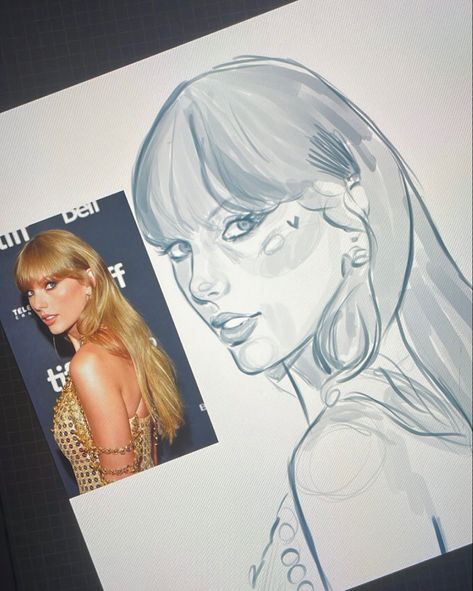 Taylor Swift Drawing Collage, Midnights Taylor Swift Sketch, Taylor Swift Sketch Pencil Easy, Taylor Swift Midnights Drawing, Taylor Swift Sketchbook, Taylor Swift Drawing Sketches, Taylor Sketch, Taylor Swift Digital Art, Taylor Swift Reference