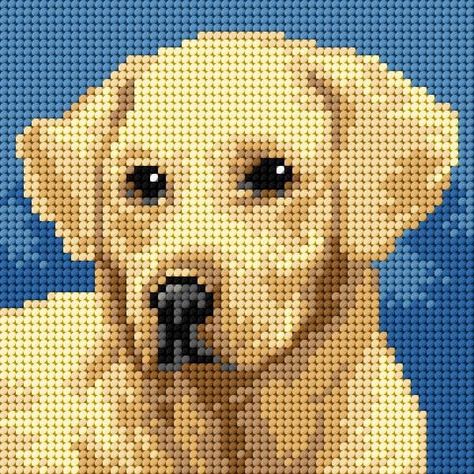 Needlepoint canvas for halfstitch without yarn Labrador Retriever 2713D - Printed Tapestry Canvas By Orchidea | Michaels® Pixel Crochet, Animal Cross Stitch Patterns, Yellow Labrador, Embroidery Supplies, Cross Stitch Animals, Counted Cross Stitch Kits, Loom Patterns, Printed Tapestries, Needlepoint Canvases