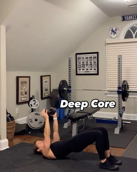 Alessandra Ingenito on Instagram: "In addition to drawing-in your waist line, deep core exercises will provide stability, good posture, strengthen the lower back and help prevent injuries. Also having a strong core can help lift heavier and with better form! Here’s a some deep core exercises we do consistently inside the LivFitnStrong app. Link 🔗 in bio for follow along weekly strength training workouts and programs. Workout method: 3-4 Sets * Weighted glute bridge march 12-15 reps * Glute bridge pull-over with leg lifts 10-12 reps * Weighted opposite hand to toe v-ups 10-12 reps * Alternating leg drops 15-20 reps Save 📌 to try! #corestrengtheningexercises #exercisesforwomen #deepcoreexercises #abexercisesforwomen #deepcoreworkout #abworkoutforwomen #deepcore #abworkoutvideo #abvi Deep Core Workout, Deep Core Exercises, V Ups, Core Strengthening Exercises, Deep Core, Abs Workout Video, Training Workouts, Waist Line, Core Exercises