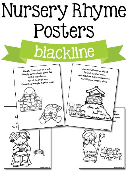 Nursery Rhyme Posters in blackline: Free printables Nursery Rhymes Printables Free, Old King Cole Nursery Rhyme Activities, Pre Nursery Worksheets, Nursery Rhyme Printables, Nursery Rhymes Preschool Theme, Nursery Rhyme Activities, Nursery Rhymes Preschool Crafts, Nursery Ryhmes, Rhyme Activities