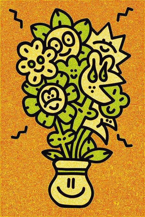 Flowers Graffiti, Accent Wall Bedroom Paint, Mr Doodle, Graffiti Flowers, Doddle Art, Doodle Doodle, Doodle Flowers, Doodles Art, Doodle Inspiration