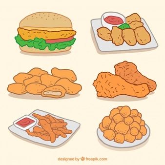 Hamburger Graphic, Food Bundle, Fried Chicken Nuggets, Colorful Icons, Pose Art, Chicken Drawing, Chicken Nugget Recipes, Gacha Props, Food Vector