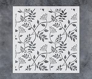 GSS Designs 12x12Inch Trailing Leaf Pattern Wall Stencil for Painting Botanical Leaves DIY Home Decor Stencils Stencils for Painting on Walls Wood Furniture Crafts Floral Stencil Patterns, Leaves Stencil, Leaf Wall Stencil, Expensive Wallpaper, Bathroom 2024, Leaves Diy, Furniture Stencil, Paint Stencil, Large Wall Stencil